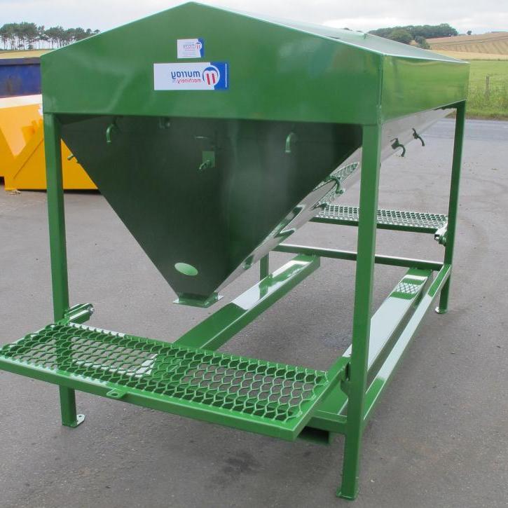 Additive hopper for a 40T bruiser with fork pockets and fold away platforms 